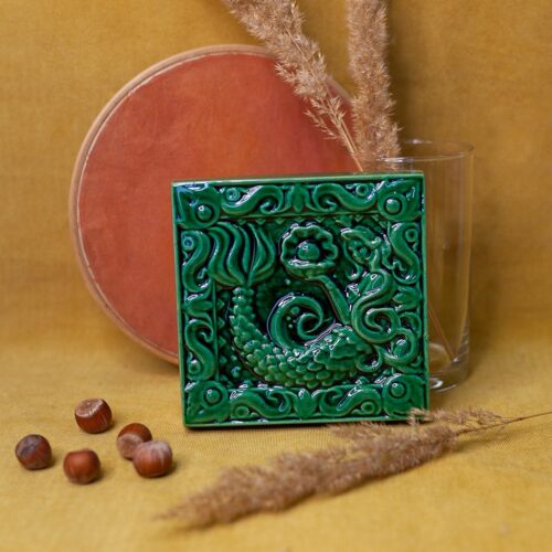 Изразец Русалка одноцветный зеленый фото