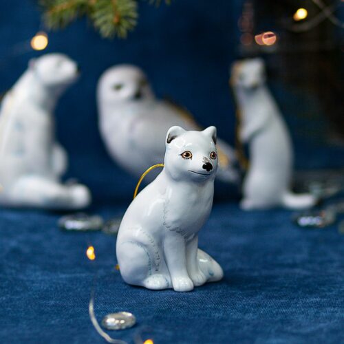 Ёлочная игрушка Песец майолика (коллекция Полярные) фото