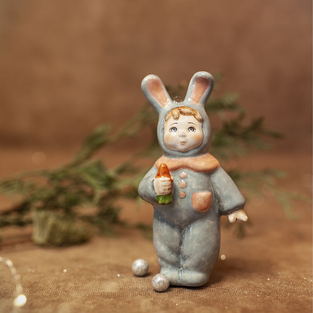 Ёлочная игрушка Малыш зайка (Набор Детский праздник Ёлка) фото