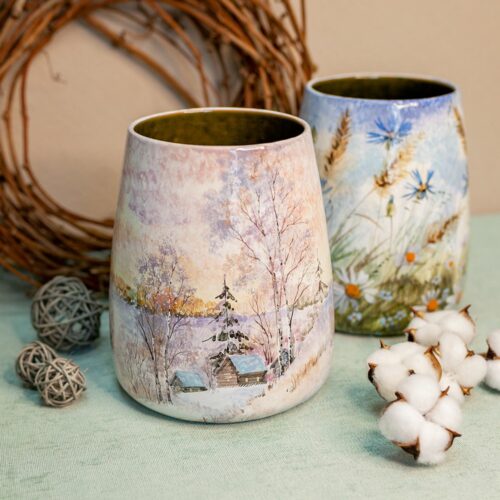 Ваза трапеция Оригинальная роспись (ПЕРЕД ОФОРМЛЕНИЕМ ЗАПРАШИВАТЬ ФОТОГРАФИИ) фото