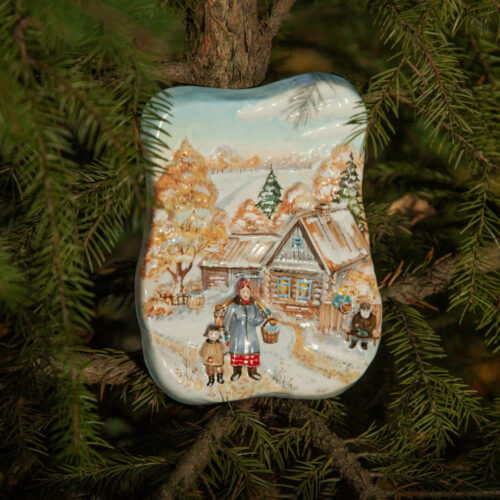 Рельеф «Деревенский первый снег» (малый с бабой) фото