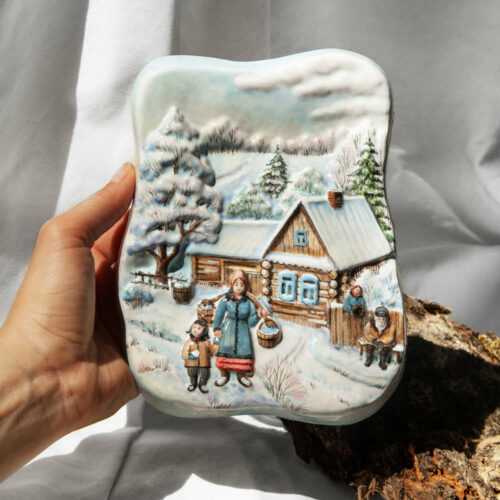 Рельеф «Деревенская зима» (малый с бабой) фото