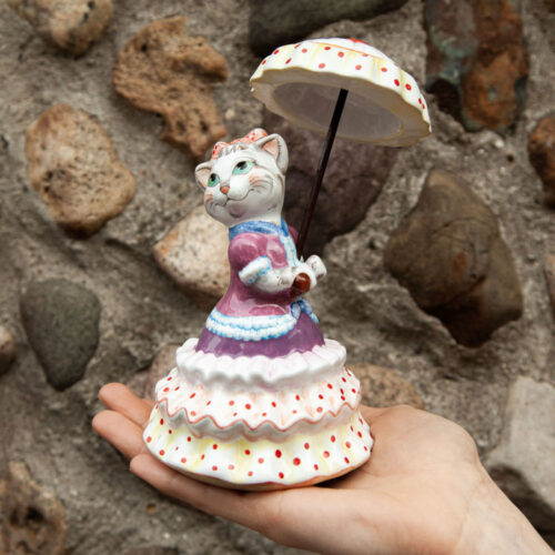 Кошка с желтым зонтиком Кошка с желтым зонтиком фото