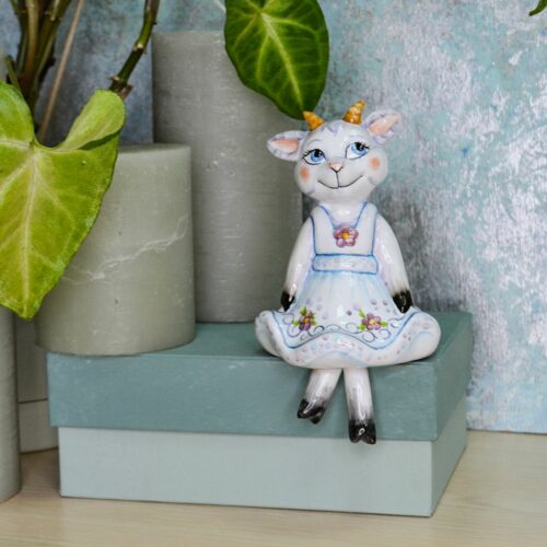 Колокольчик Козочка (с подвесом и ножками-бомбошками) фото