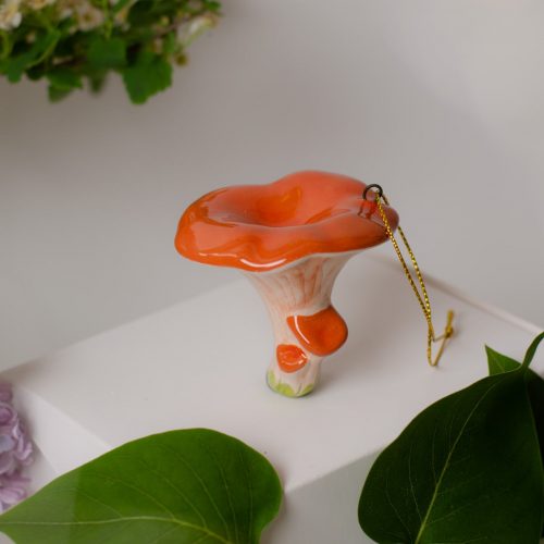 Ёлочное украшение Гриб Лисичка (глазурь) фото