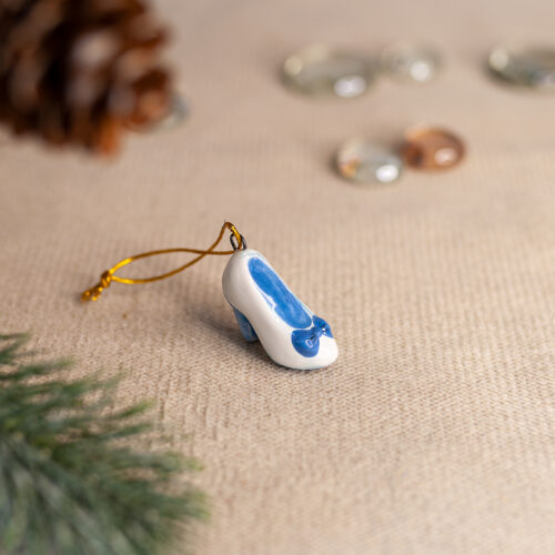 Туфля белая-голубой бантик (мини) фото