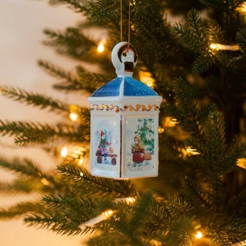 Фонарик Винтаж темно-синий с детьми глазурь фото