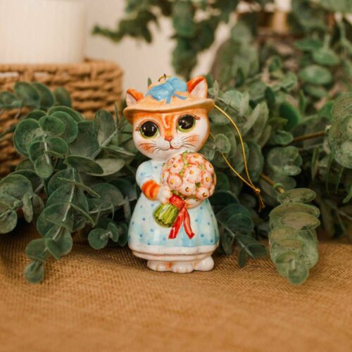 Кошка с букетом фото