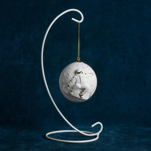 Шар новогодний Сноубордист (фарфор, золото) фото