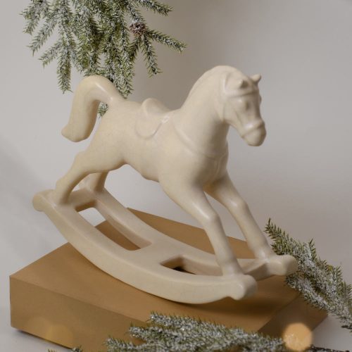 Лошадка качалка лепная большая белая фото
