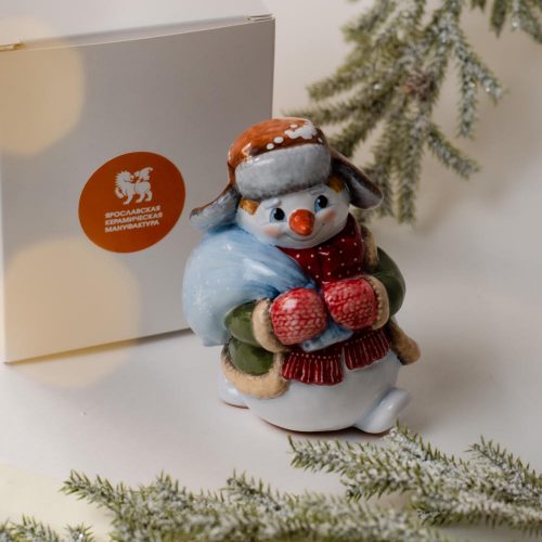 Снеговик с мешком майолика фото
