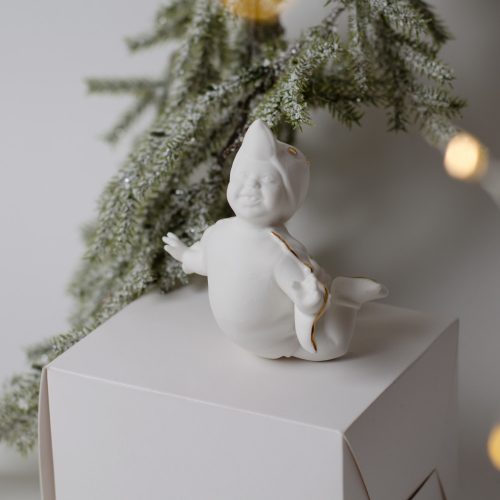 Ёлочная игрушка Малыш-Пингвиненок малый (фарфор, золото) фото