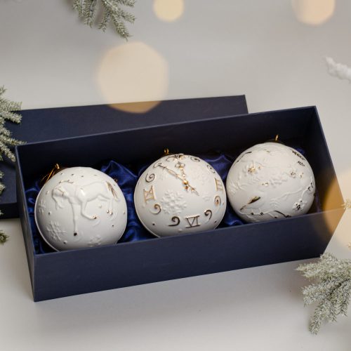 Набор 3 шара фарфор (часы, птицы, лошадь) фото