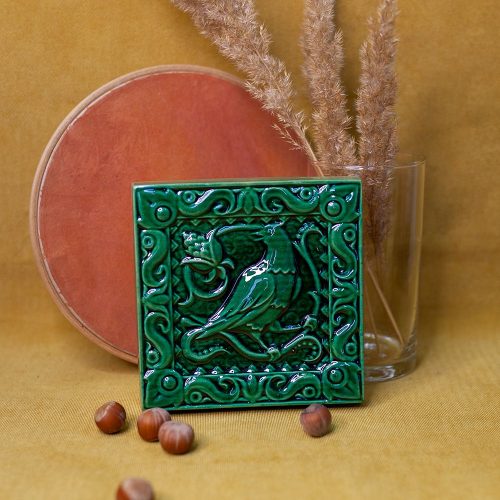 Изразец Соловей одноцветный зеленый фото