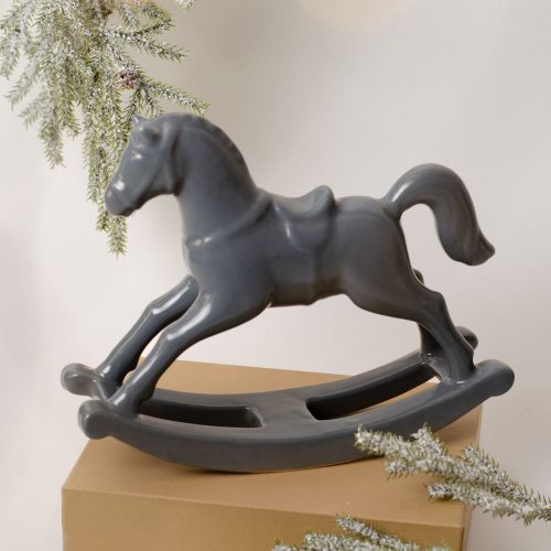 Лошадка качалка лепная большая серая фото
