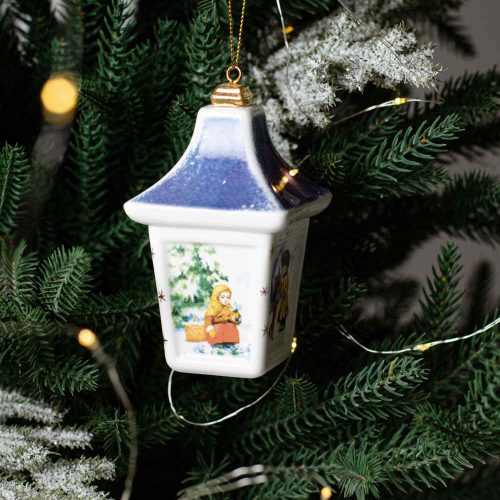 Фонарик Домик Дети (синий) фарфор фото