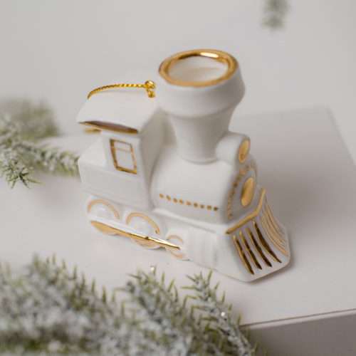 Паровозик фарфор, золото Размер: 6,1 × 3,0 × 6,0 см, вес: 44 гр. фото