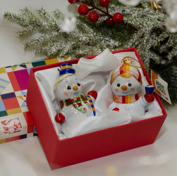 Набор 2 снеговика майолика фото