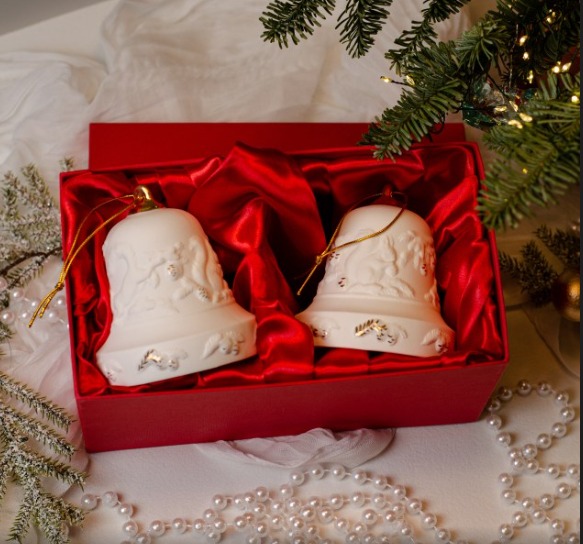 Набор 2 изделия колокола фарфор  (колокол белочка) фото